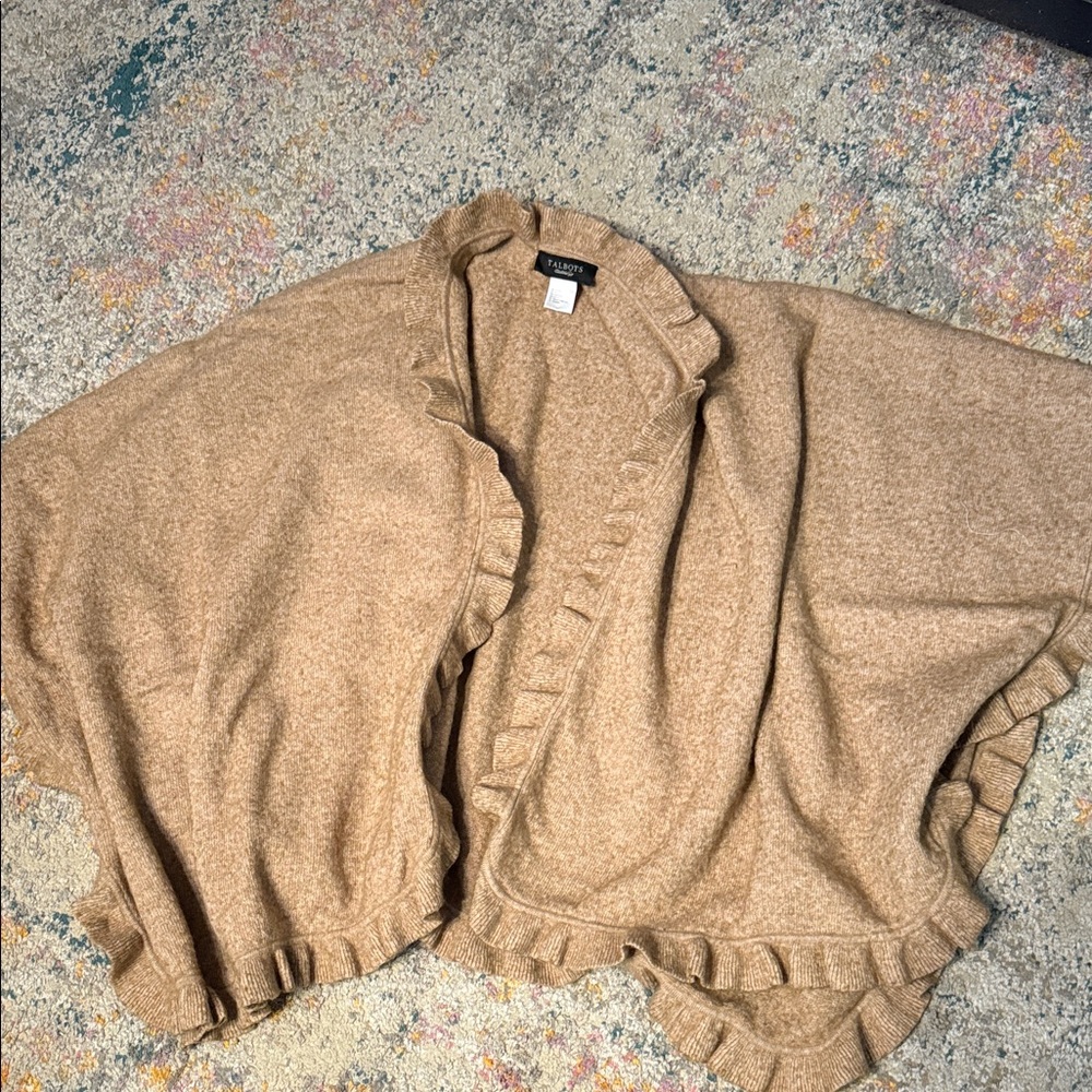 Talbots Camel Ruffled Women's wrap - Picture 4 of 7